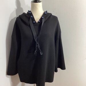 JOH.APPAREL WOMAN XL BLACK FRENCH SCUBA PEARL HOODIE MODERN RELAXED FIT